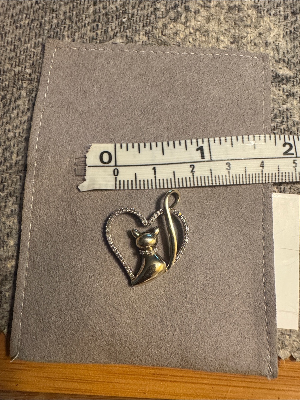 Jewelry Club Two-Tone Cat Heart Pendant - Gold and Silver